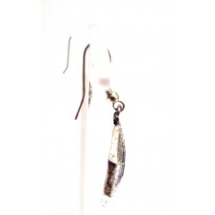 OCTAGON Silver Oxidized Earring - Hook Dangle Drop Long - Asian Novelty Tribal